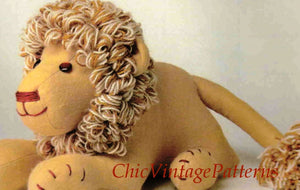 Lion Soft Toy Pattern, Vintage Sewing Pattern, Instant Download