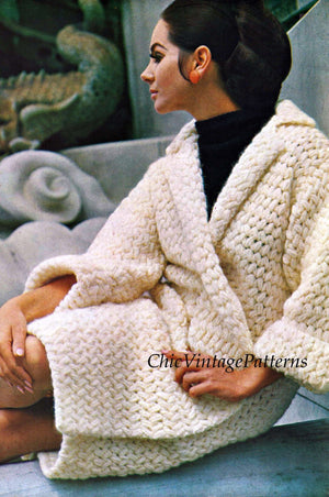 Easy Ladies Crochet Coat Pattern, Digital Download Pattern