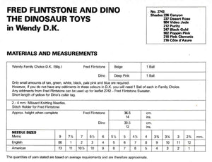 Fred Flintstone and Dino Knitting Pattern,  PDF Knitting Pattern