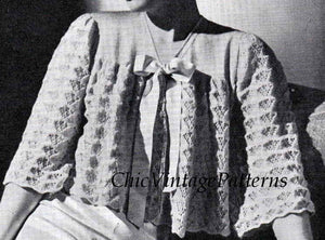Ladies Bed Jacket Pattern, 1940's Knitted Jacket, PDF Knitting Pattern