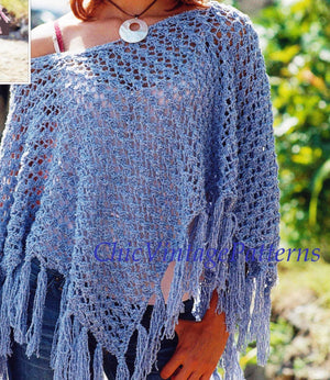 Knitted Poncho Pattern, Lightweight Lacy Poncho, Digital Download