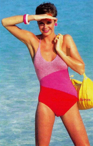 Knitted Swimsuit, One Piece Swimsuit Pattern, PDF Knitting Pattern