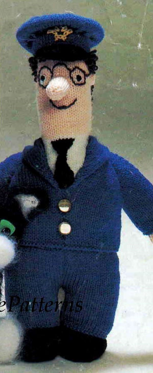 Postman Pat and Cat Knitting Pattern, Instant Download