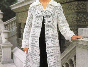 Crochet Coat Pattern, Instant Download, Elegant Wedding or Evening Coat