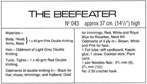 Knitted Soft Toy Beefeater Doll Pattern, Instant Download Pattern