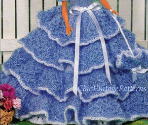 Knitted Doll's Dress Pattern, Southern Belle Dolls Dress, Instant Download