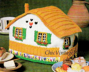 Knitted Tea Cosy Pattern, Swiss Chalet Cosy, Instant Download, Novelty Tea Cosy