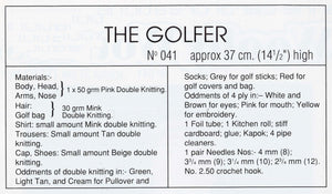 Knitted Soft Toy Pattern, Golfer Doll, Instant Download Pattern