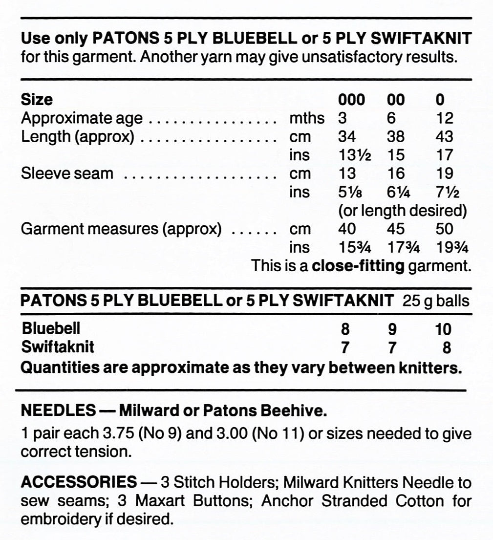 Babies Knitted Dress Pattern, Instant Download, 3 Sizes